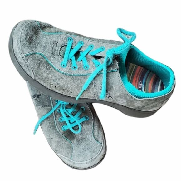 Gray & Turqoise Dansko Suede Shoes - Picture 2 of 6
